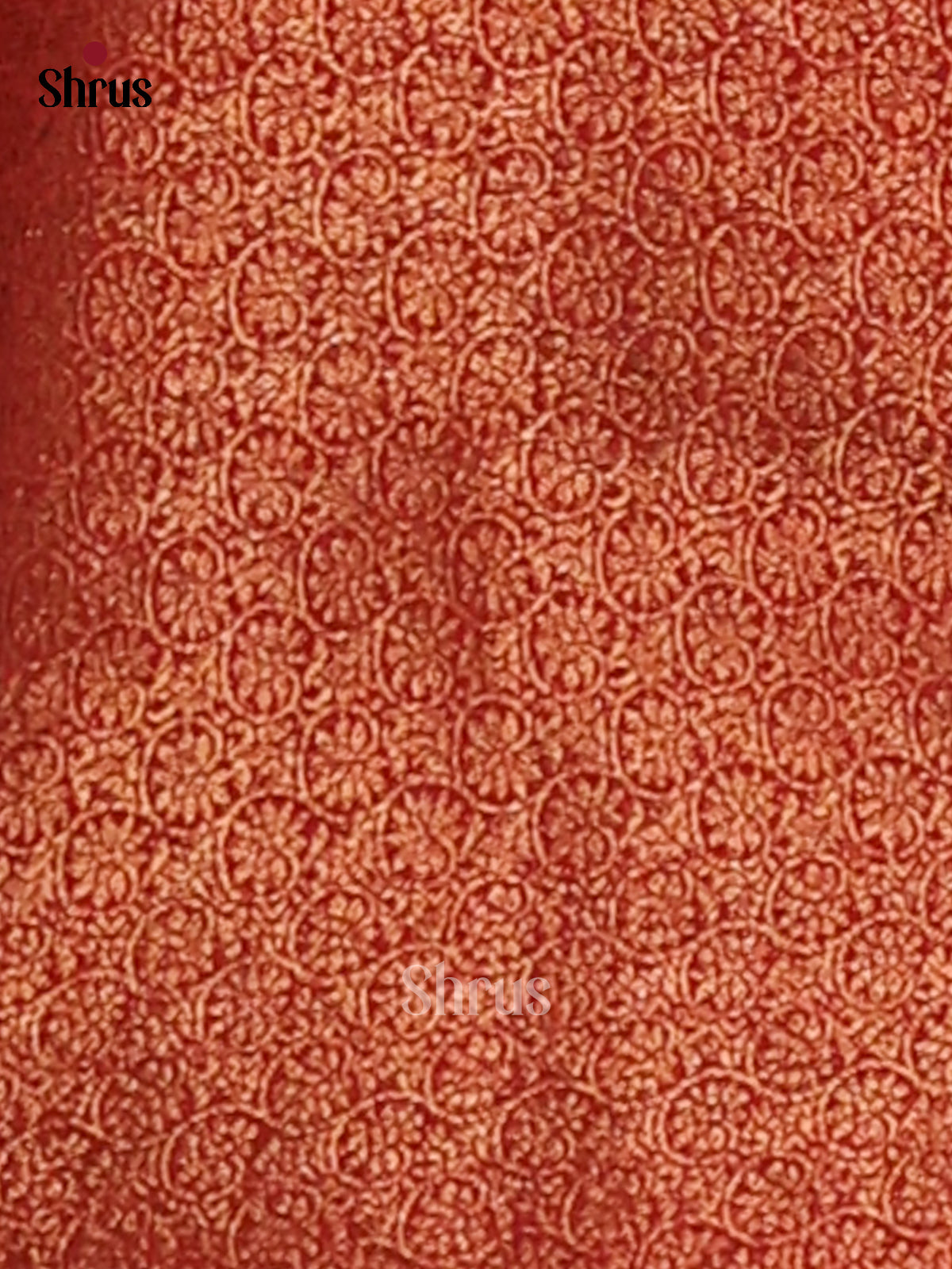Red - Semi Linen print Saree - Shop on Shrus.com