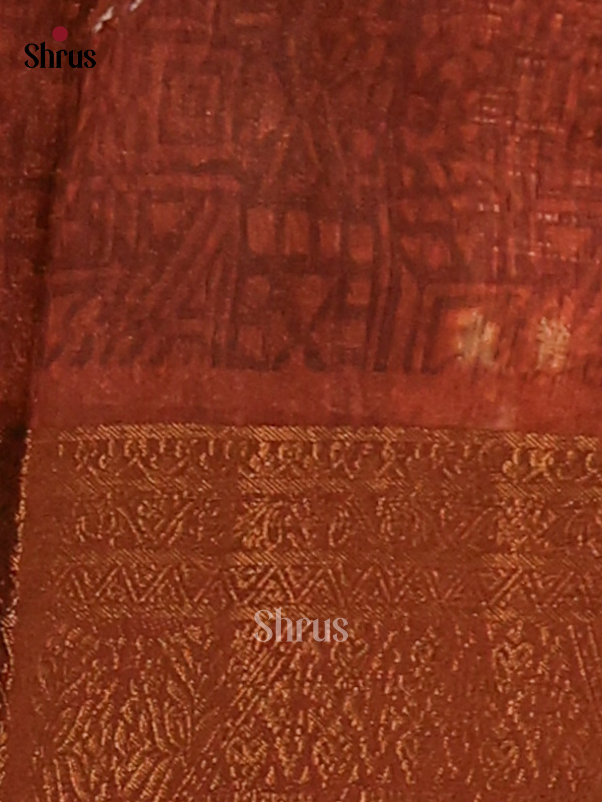 Brown - Semi Linen print Saree - Shop on Shrus.com