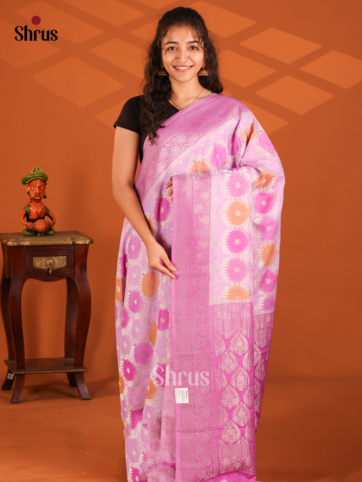 Pink - Semi Georgette saree - Shop on Shrus.com