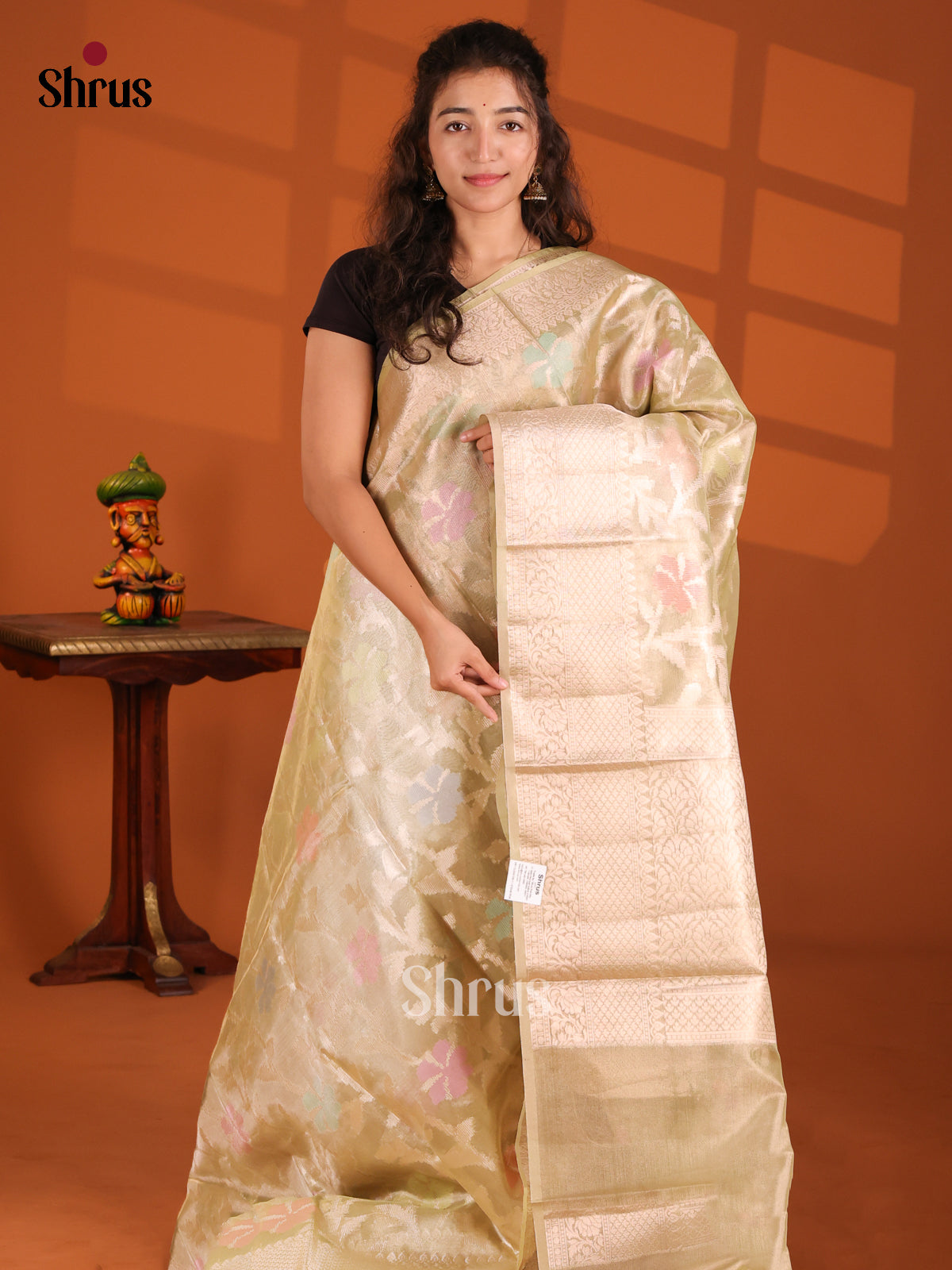 Elachi Green- Bamboo silk Saree - Shop on Shrus.com