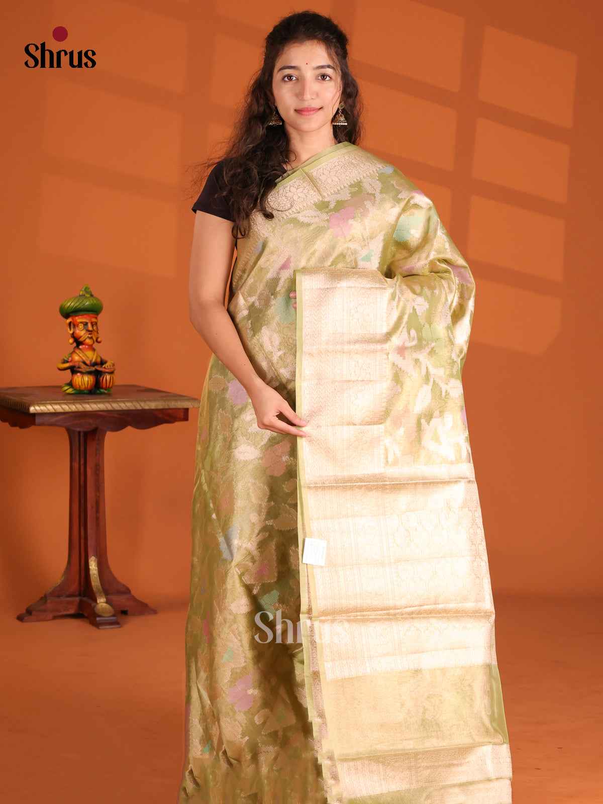 Green - Bamboo silk Saree - Shop on Shrus.com