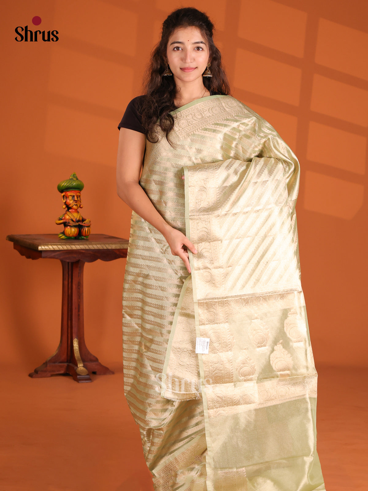 Green - Bamboo silk Saree - Shop on Shrus.com