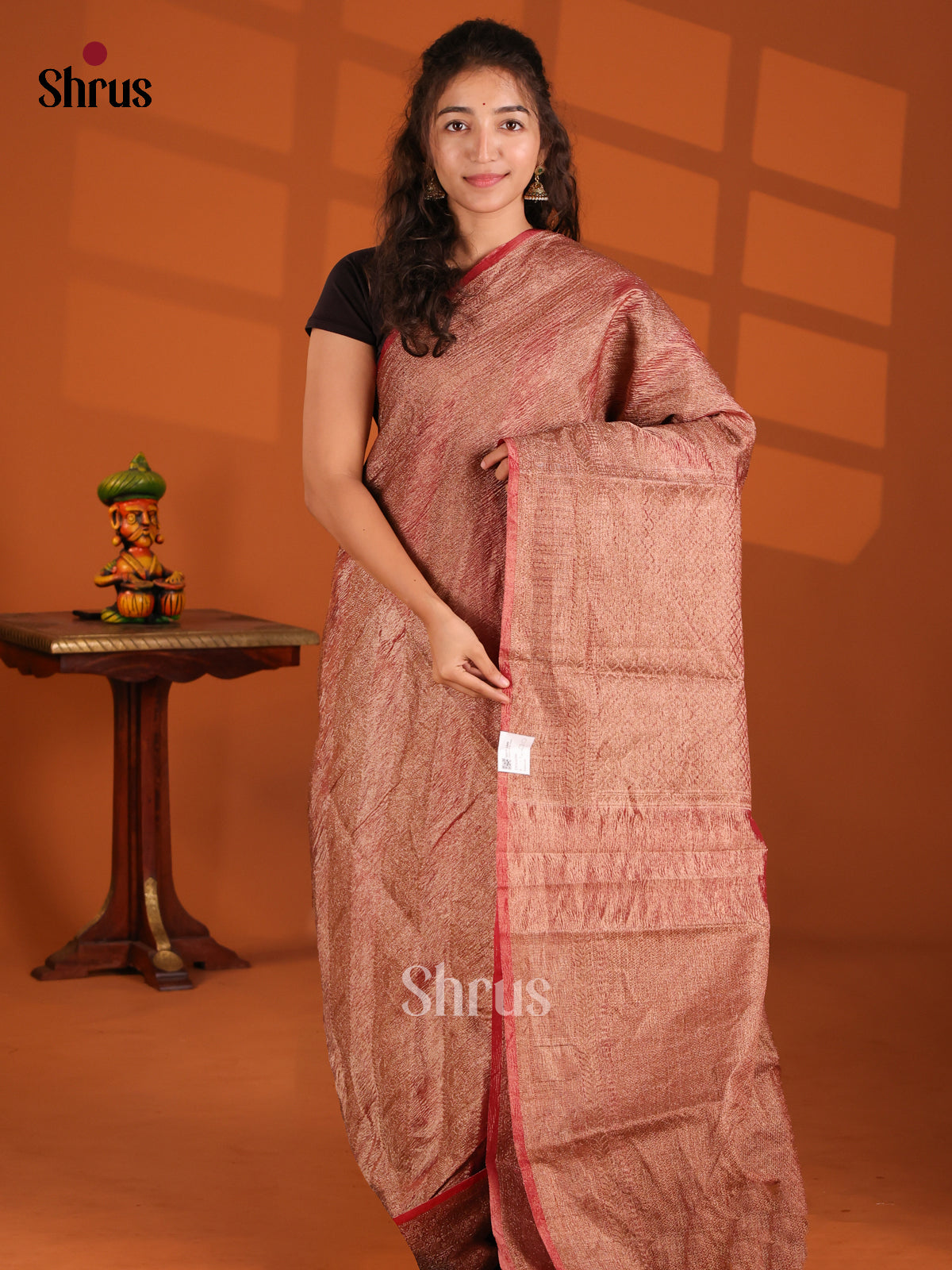 Maroon - Bamboo silk Saree - Shop on Shrus.com