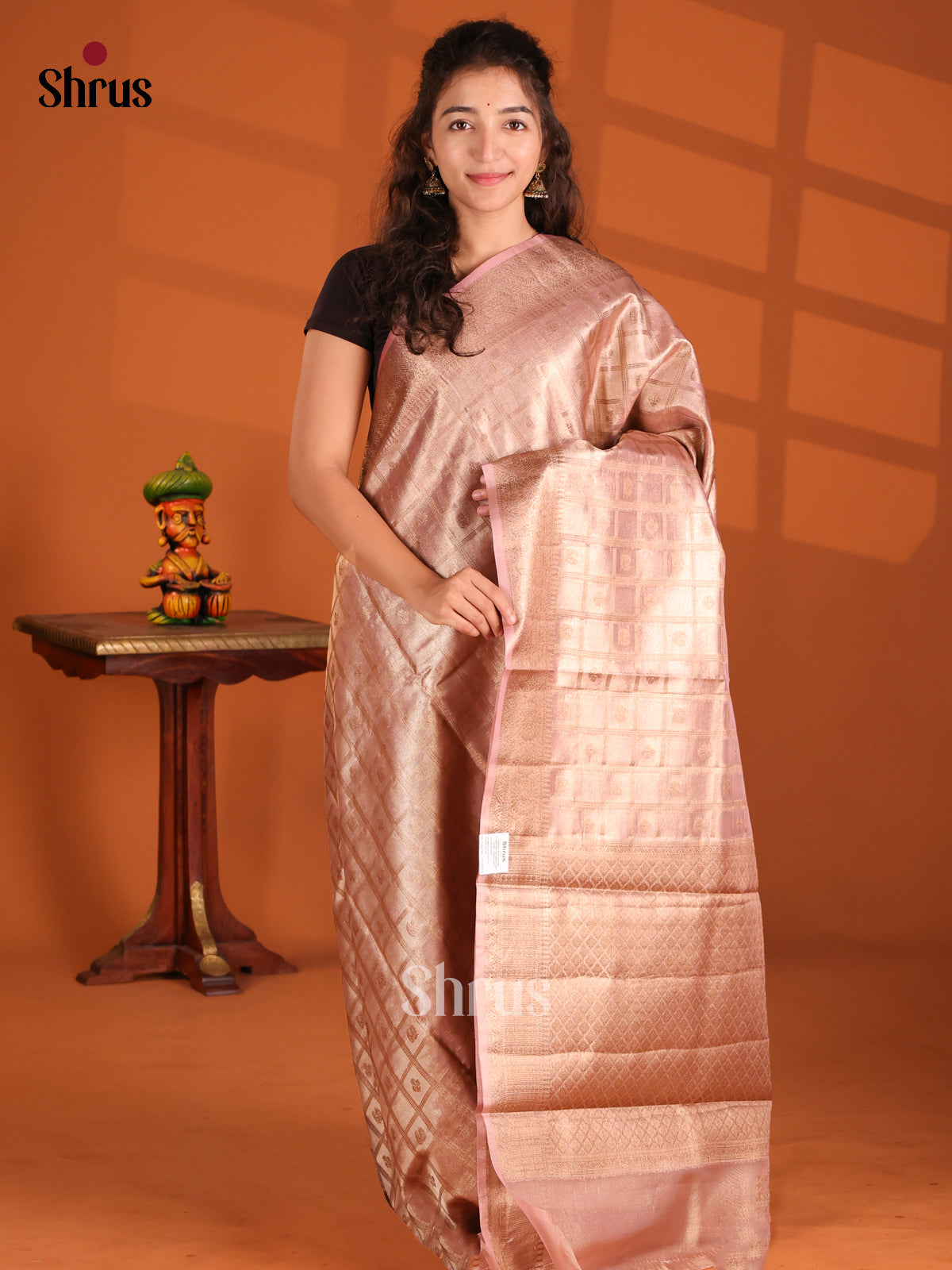 Dusty Pink- Bamboo silk Saree - Shop on Shrus.com