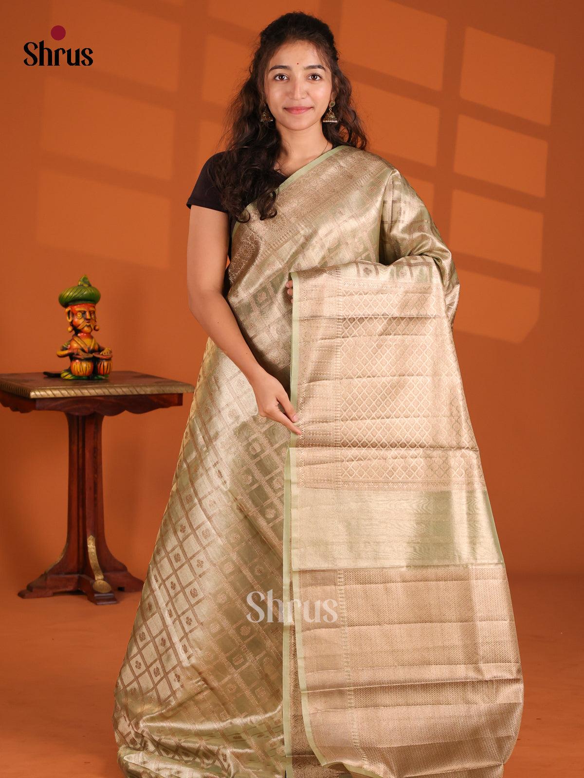 Pastel Green - Bamboo silk Saree - Shop on Shrus.com