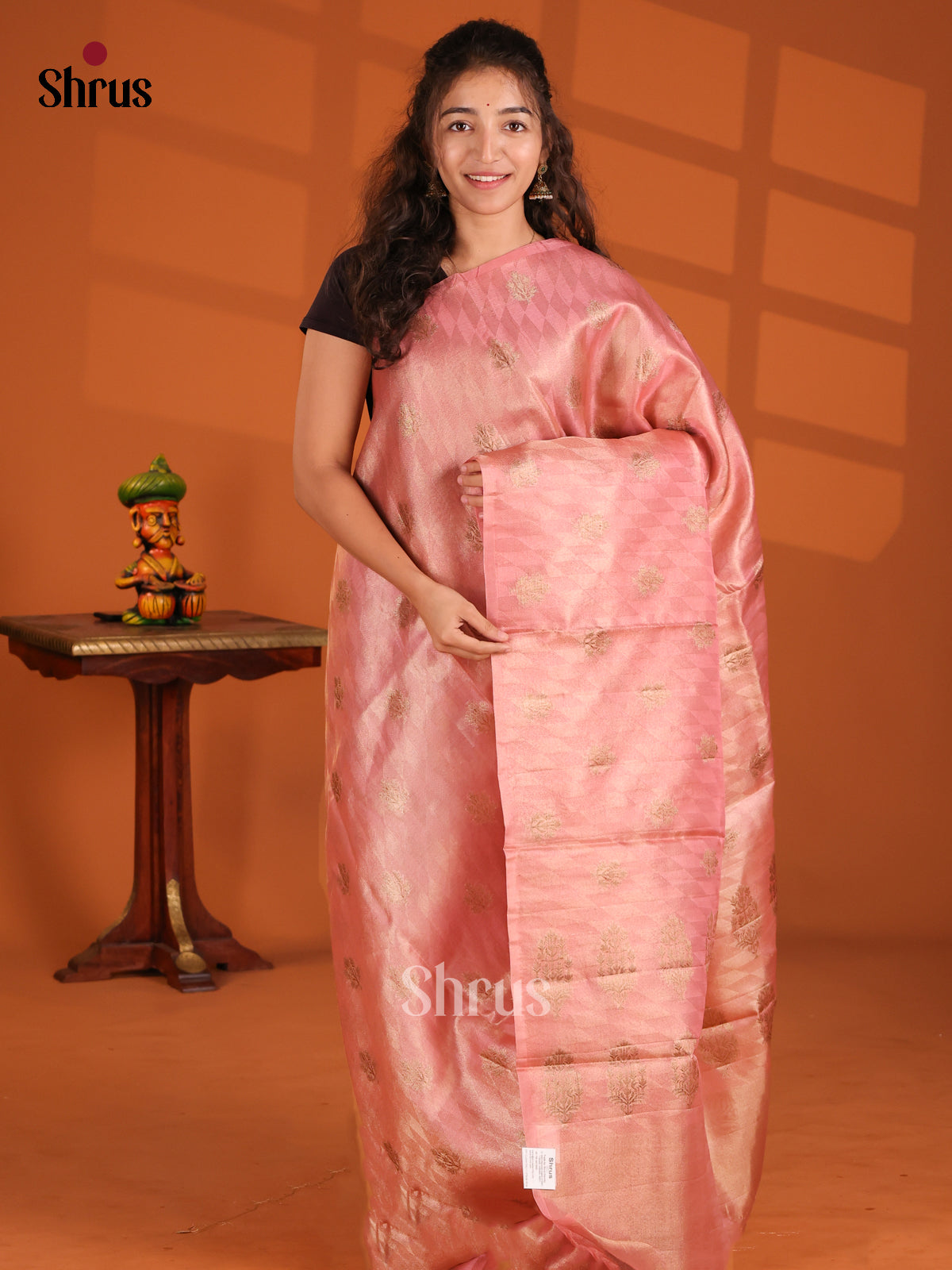 Pink - Bamboo silk Saree - Shop on Shrus.com