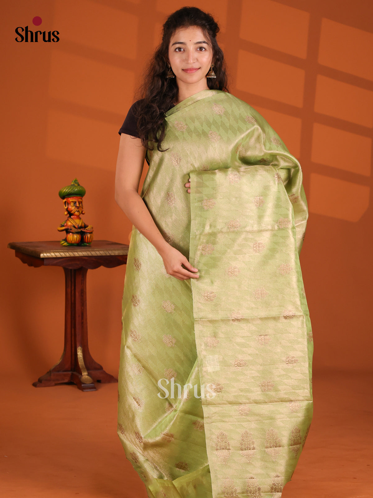 Light Green - Bamboo silk Saree - Shop on Shrus.com