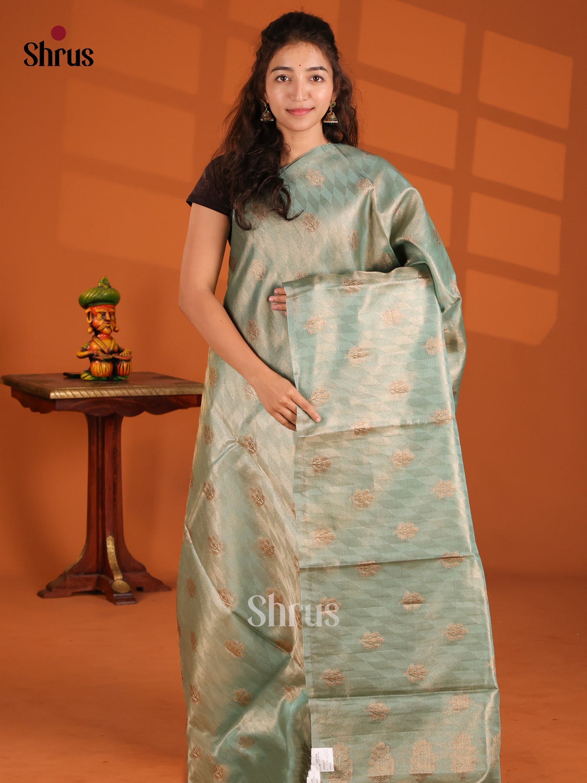 Ice Blue- Bamboo silk Saree - Shop on Shrus.com