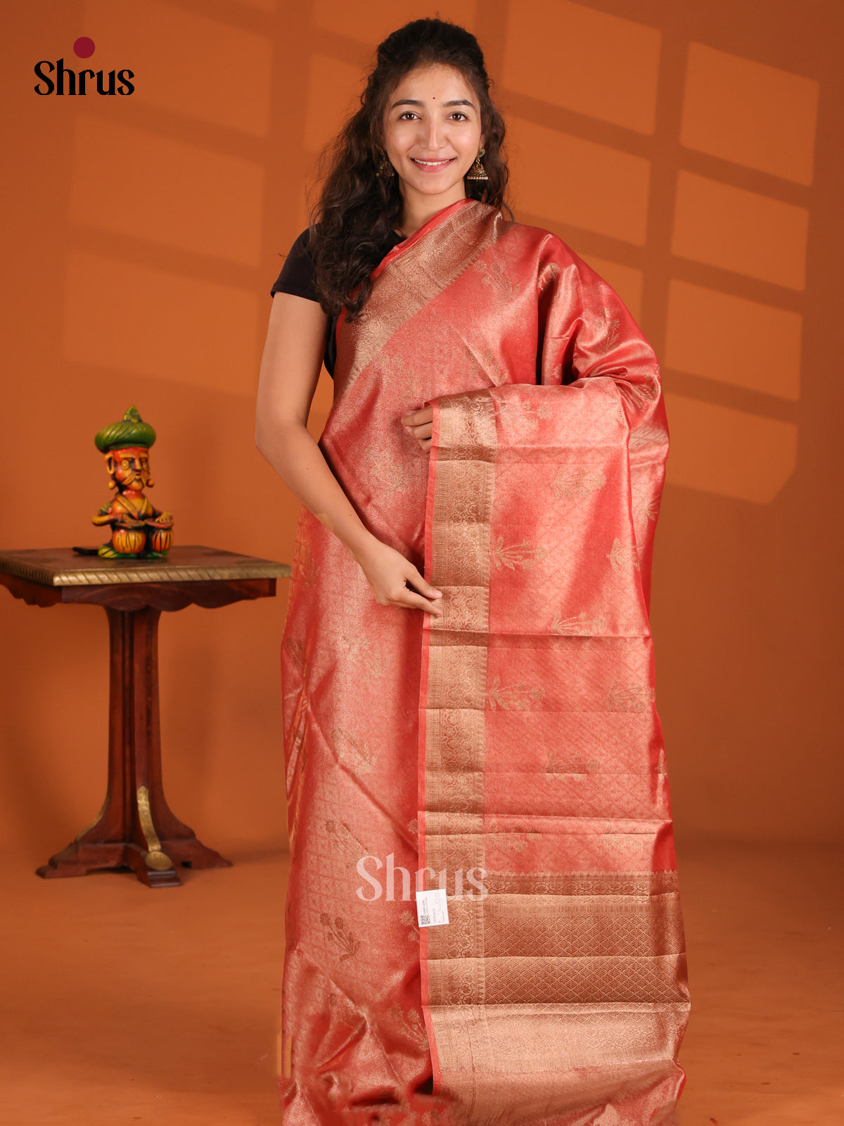 Red - Bamboo silk Saree - Shop on Shrus.com