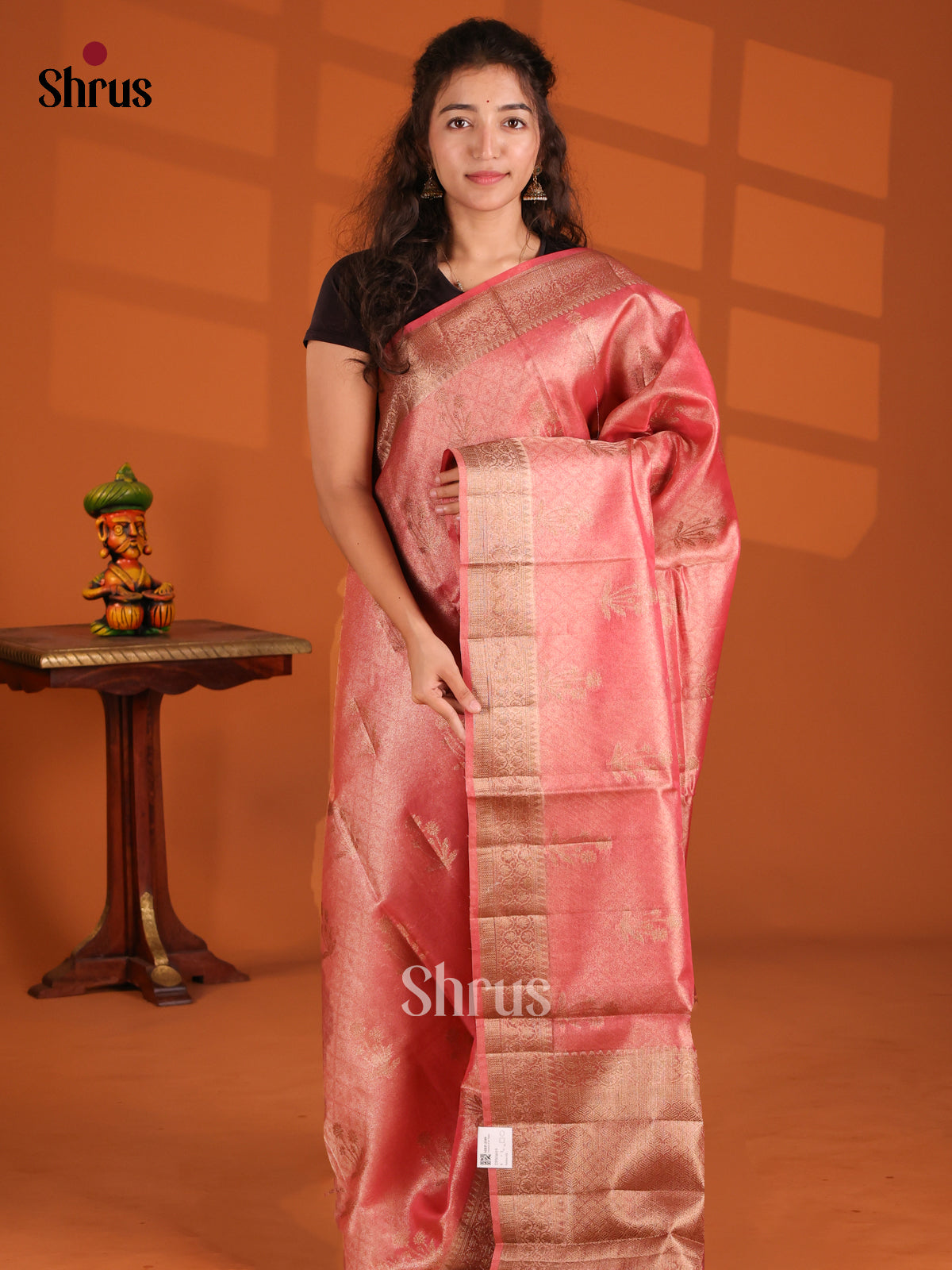Pink - Bamboo silk Saree - Shop on Shrus.com
