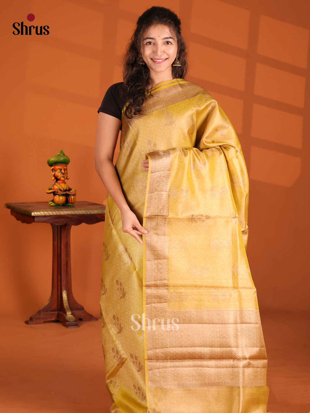 Mustard - Bamboo silk Saree - Shop on Shrus.com