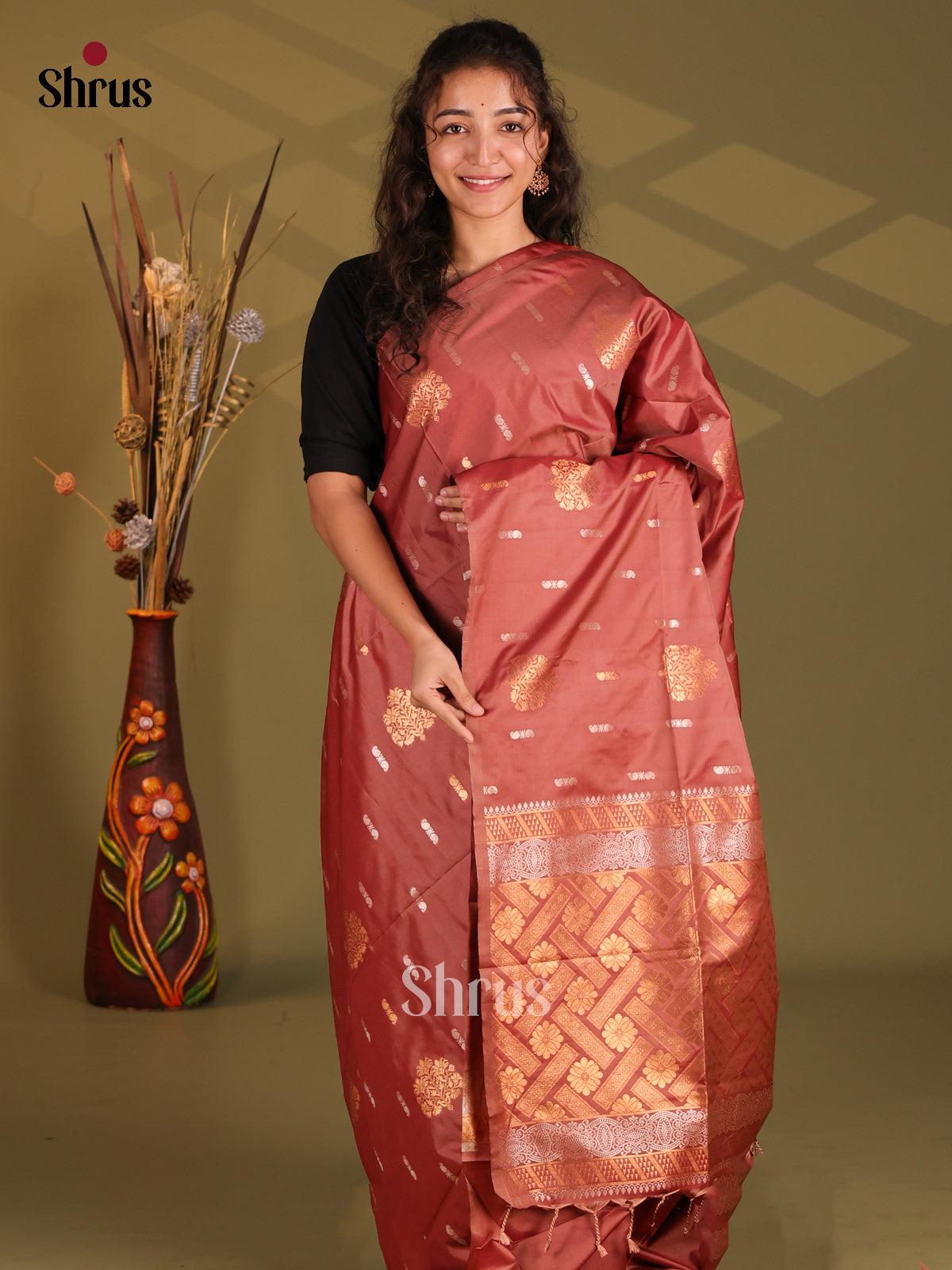 Arakku Maroon- Semi Softsilk Saree - Shop on Shrus.com