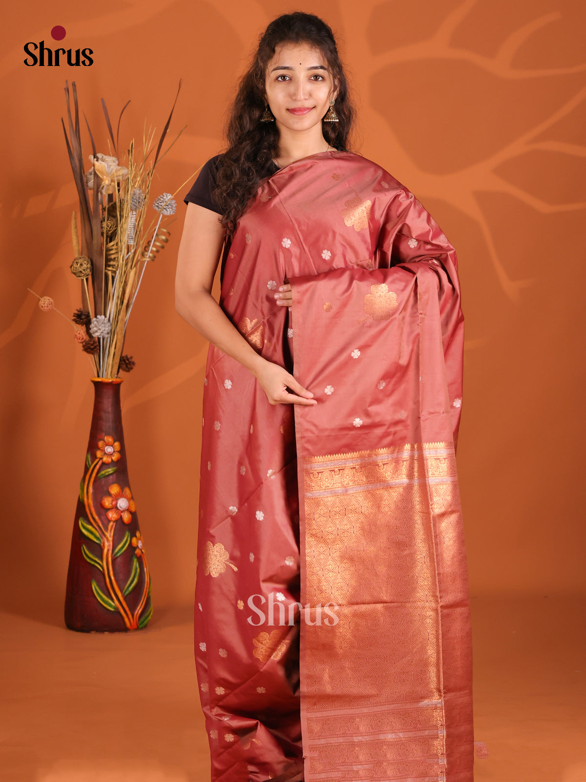 Arakku Maroon - Semi Softsilk Saree - Shop on Shrus.com