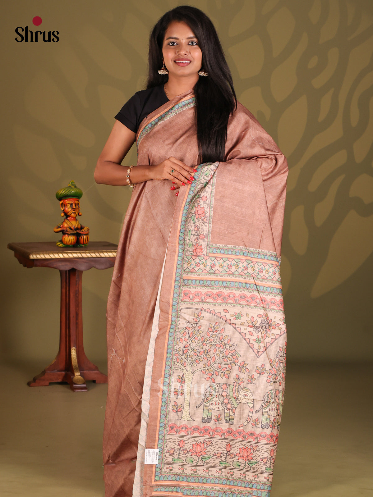 DFS05099- Printed Madhubani Saree - Shop on Shrus.com