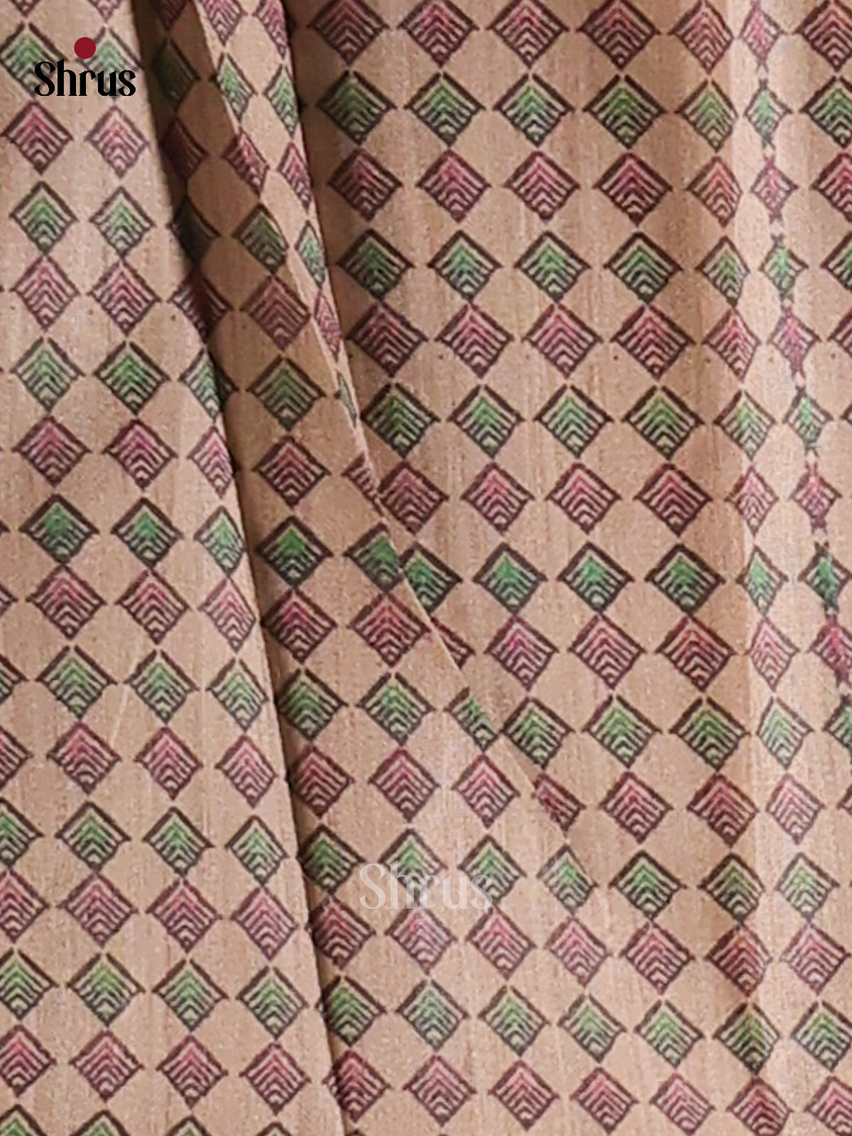 Dusty Brown & Cream- Printed Madhubani Saree - Shop on Shrus.com