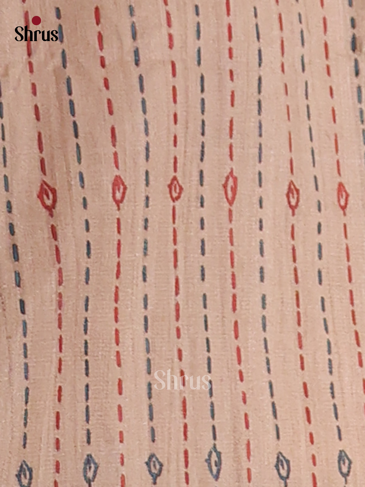 Blue & Cream- Printed Madhubani Saree - Shop on Shrus.com