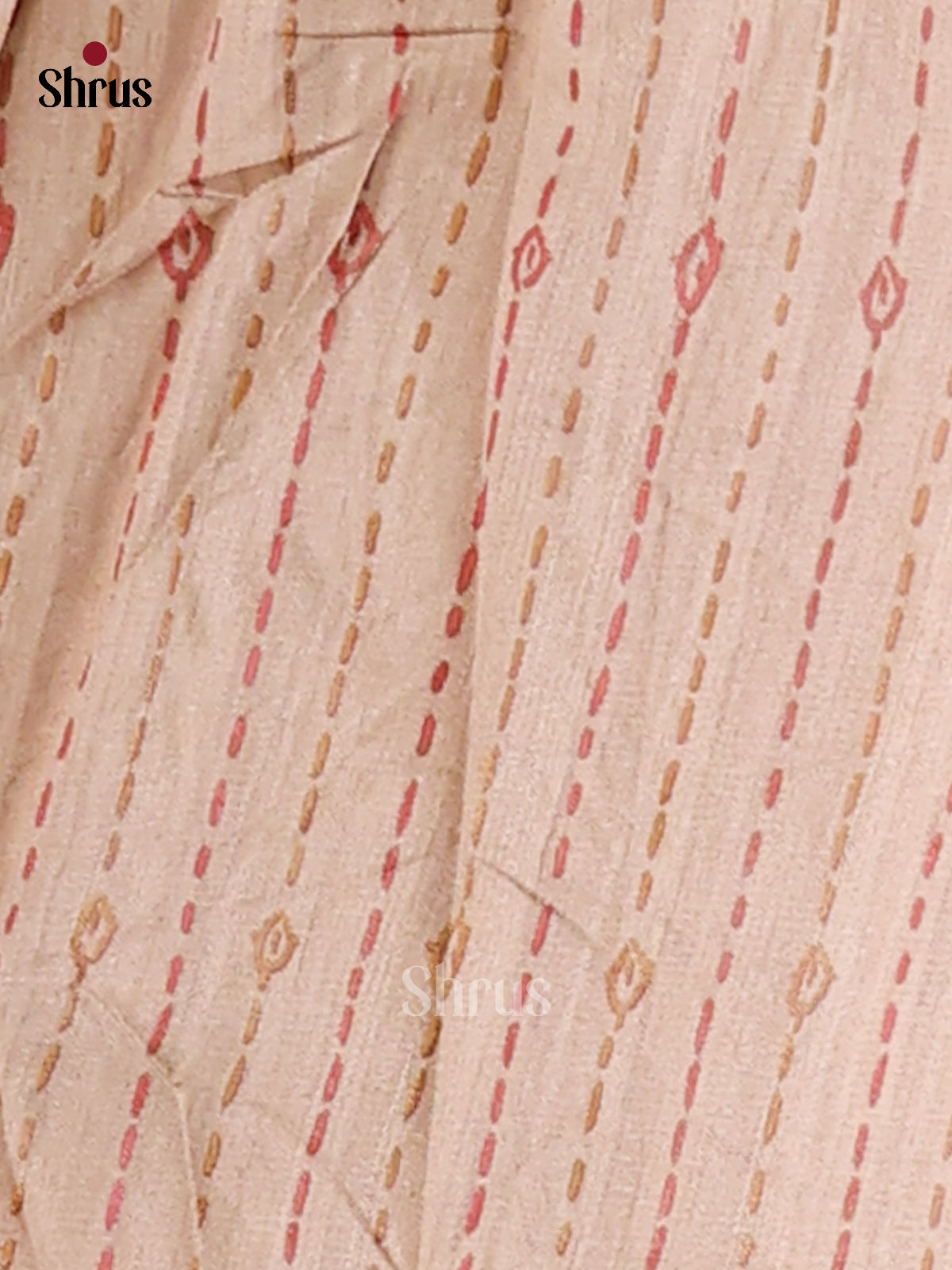 Cream - Printed Madhubani Saree - Shop on Shrus.com