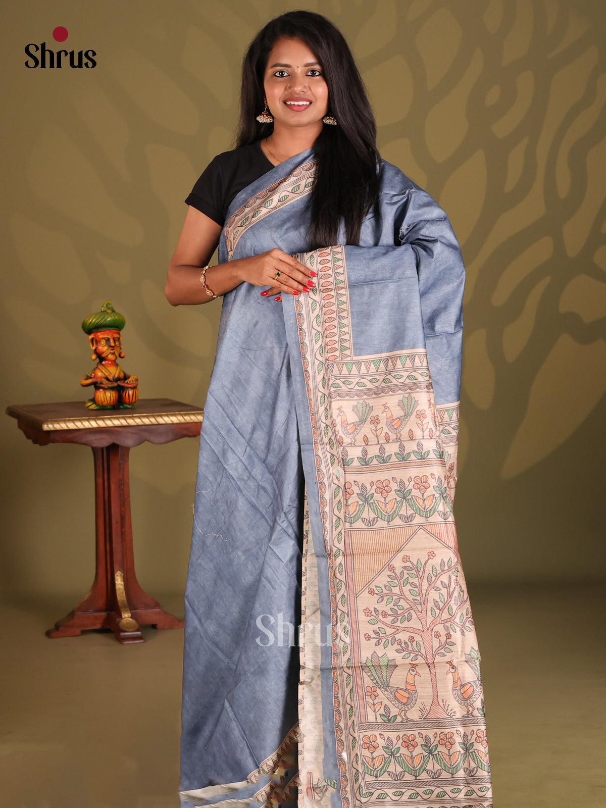 DFS05130- Printed Madhubani Saree - Shop on Shrus.com