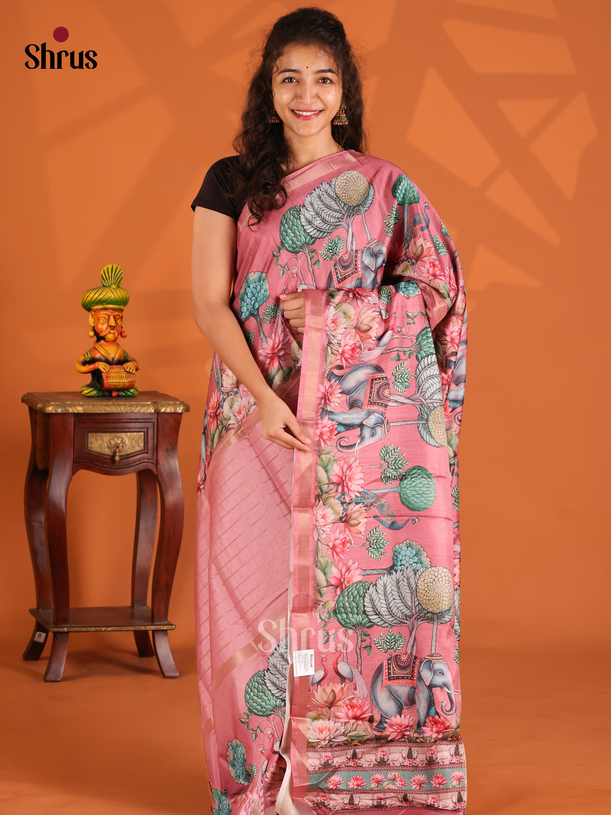 Pink- Semi Matka Saree - Shop on Shrus.com