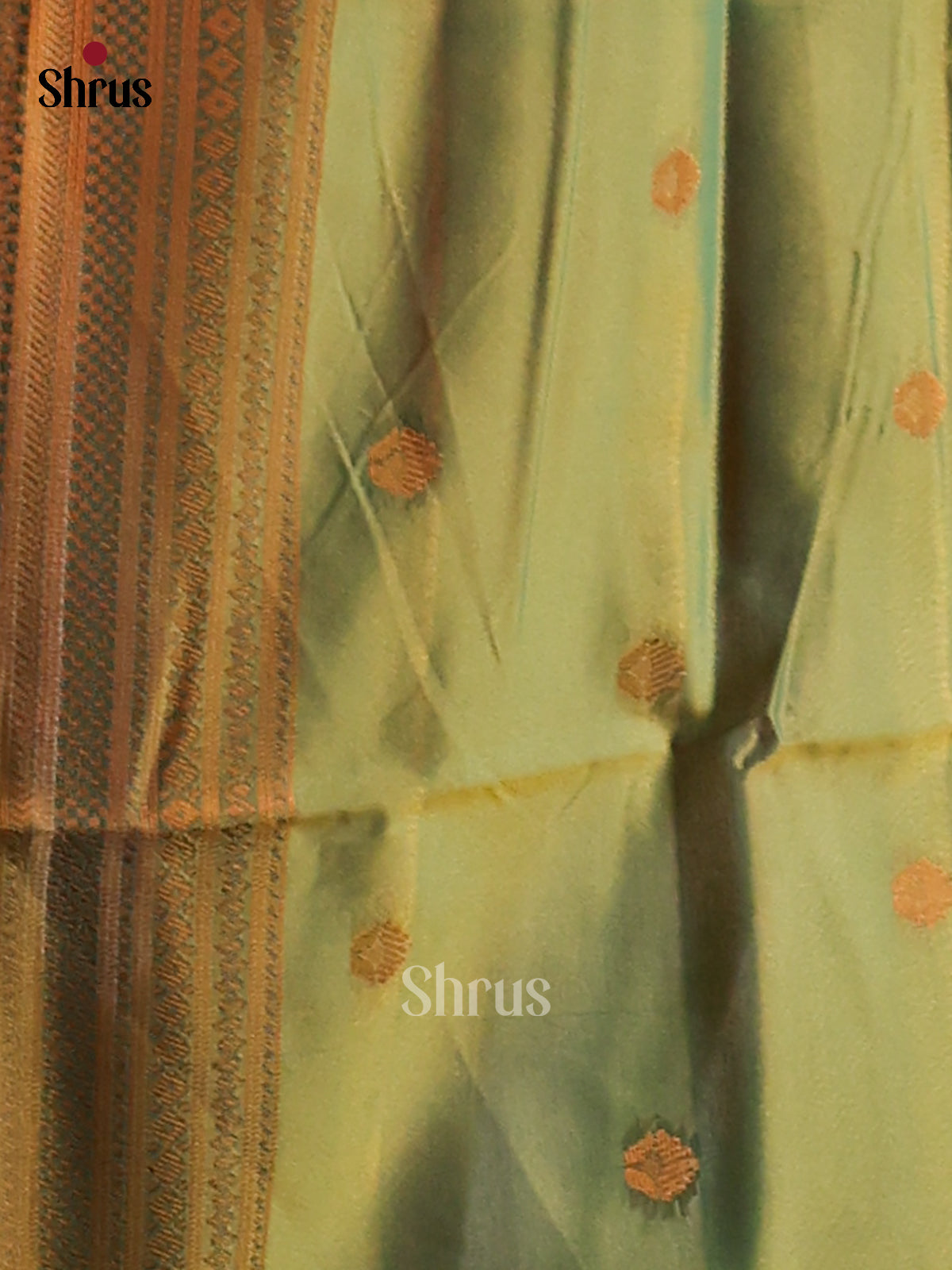 Orange & Green- Semi Softsilk Saree - Shop on Shrus.com