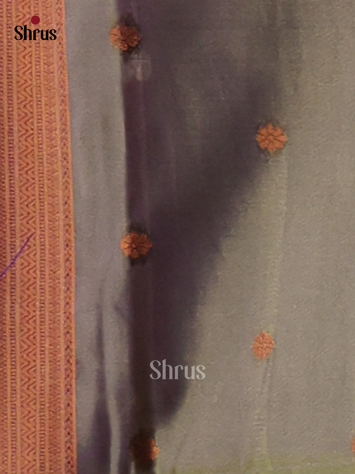 Double Shaded Brownish Green & Grey- Semi Softsilk Saree - Shop on Shrus.com