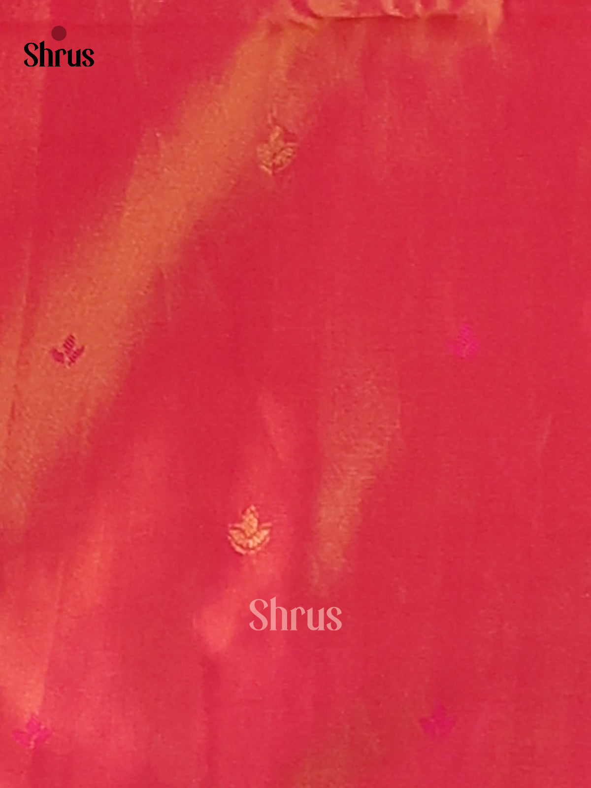 Double Shaded Green & Orange - Semi Softsilk Saree - Shop on Shrus.com