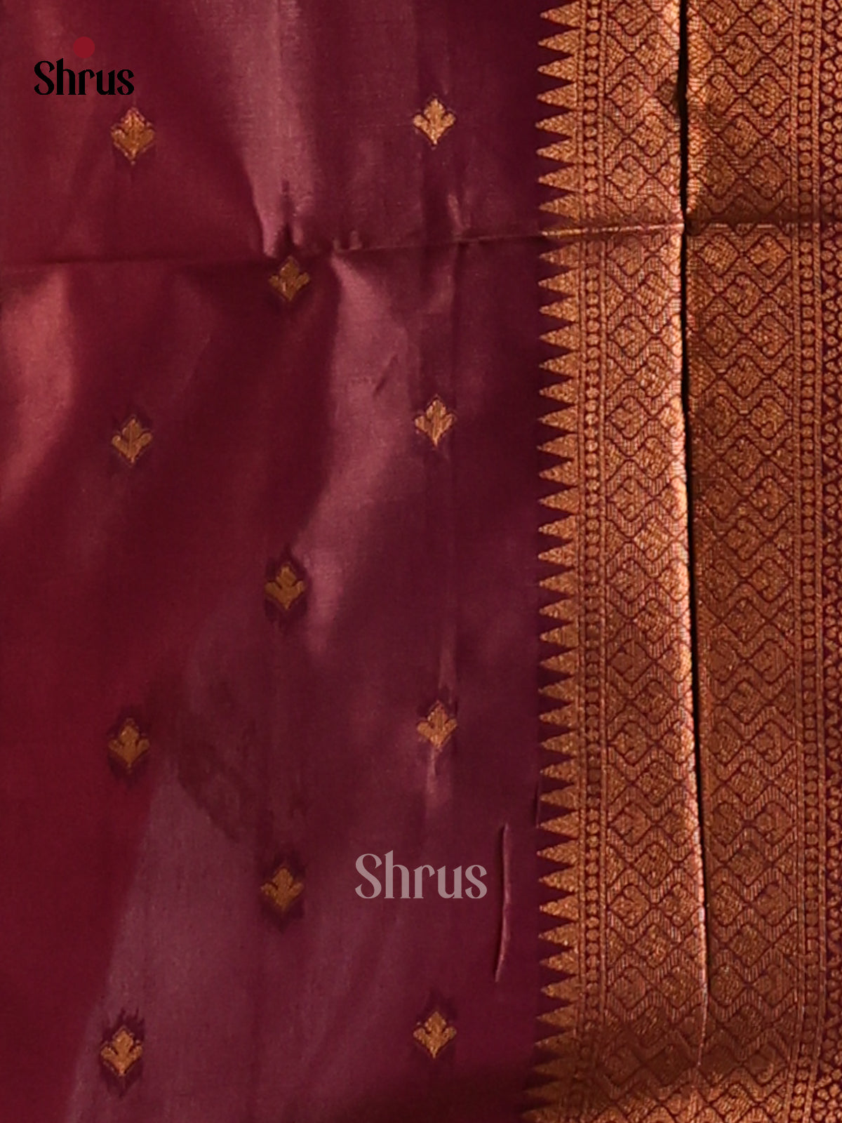 Maroon - Semi Softsilk Saree - Shop on Shrus.com