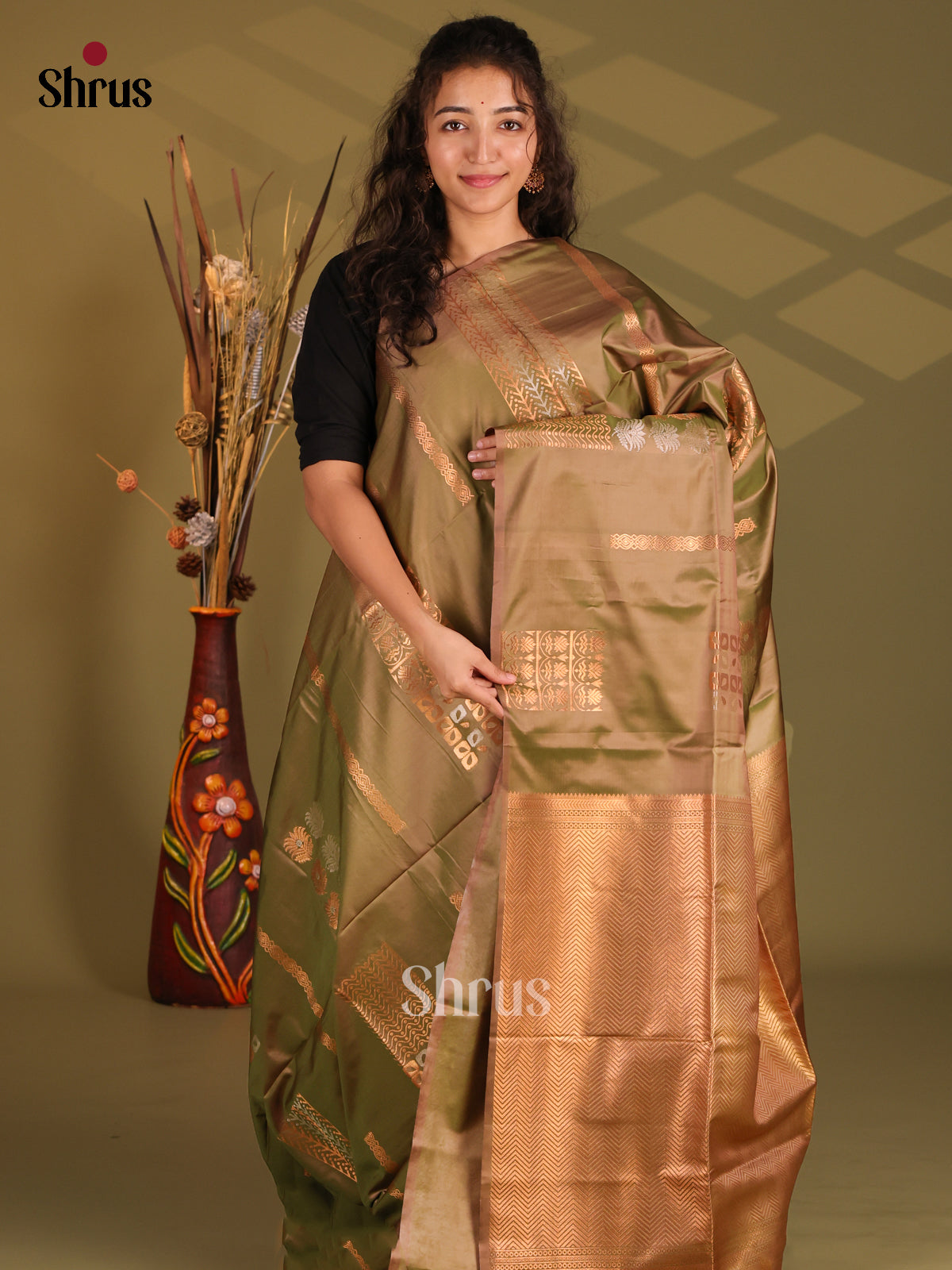 Elachi Green - Semi Softsilk Saree - Shop on Shrus.com