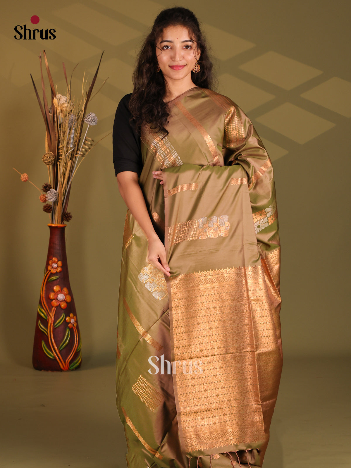 Elachi Green - Semi Softsilk Saree - Shop on Shrus.com