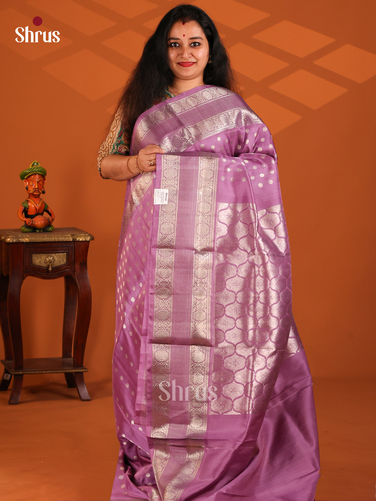 Exquisite Purple Venkatagiri silk Saree with zari floral buttis , rettaipet border - Shop on Shrus.com