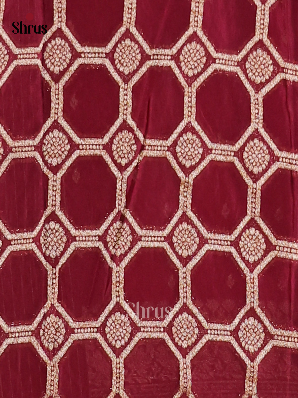 Maroon(Single Tone) - Semi Georgette Saree - Shop on Shrus.com