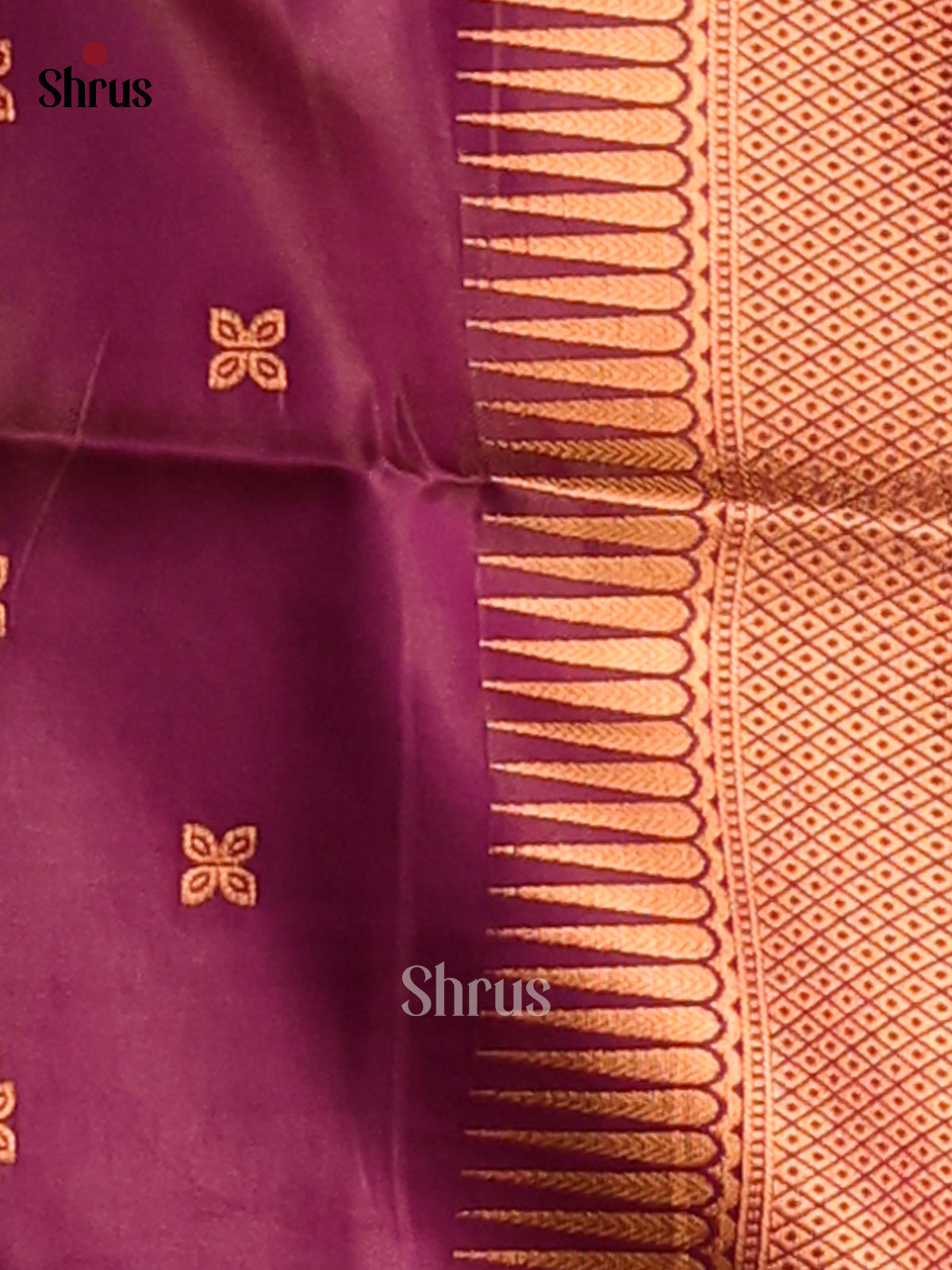 Dark Mustard & Purple - Semi Softsilk Saree - Shop on Shrus.com