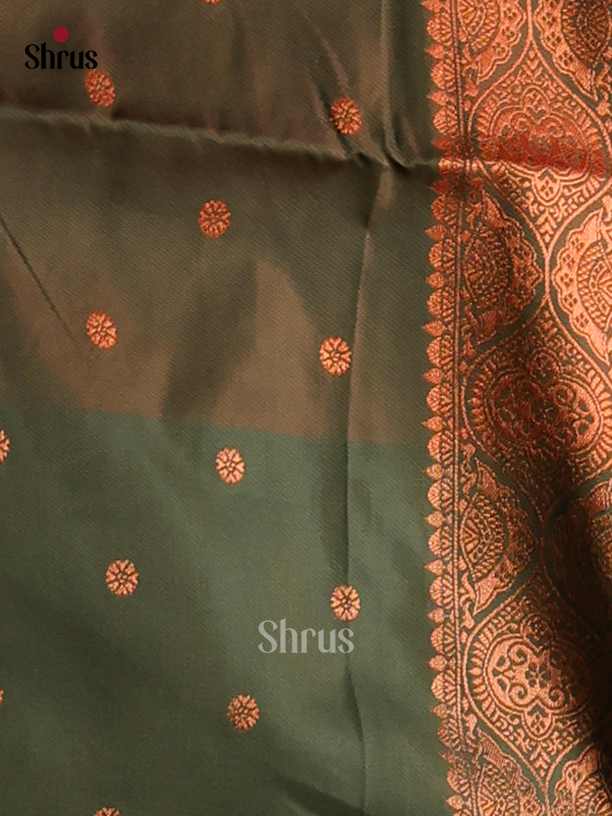 Orange & Green - Semi Softsilk Saree - Shop on Shrus.com