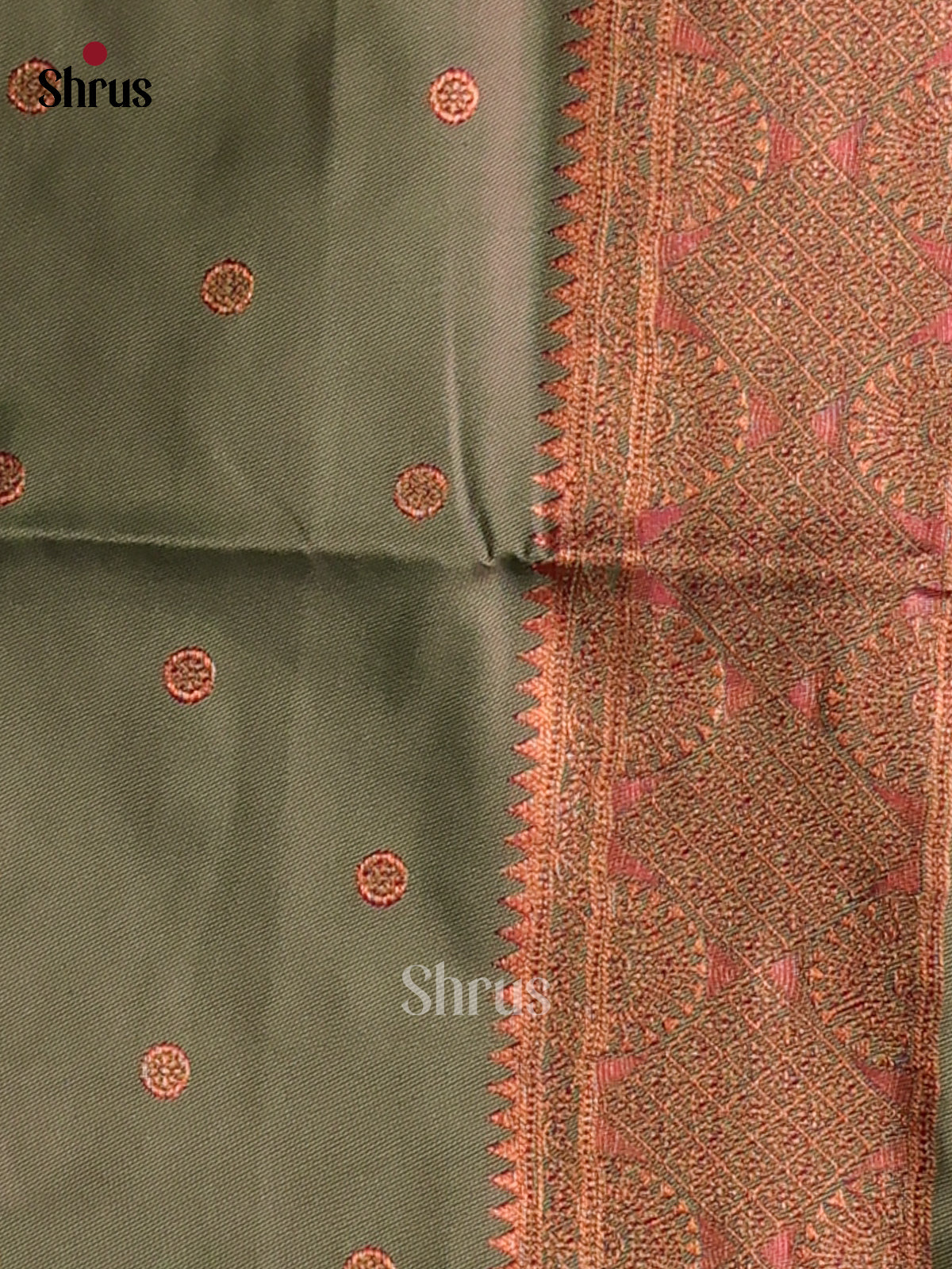 Pink & Green - Semi Softsilk Saree - Shop on Shrus.com