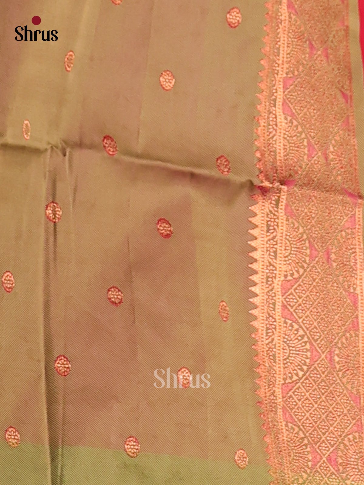 Pink & Green- Semi Softsilk Saree - Shop on Shrus.com