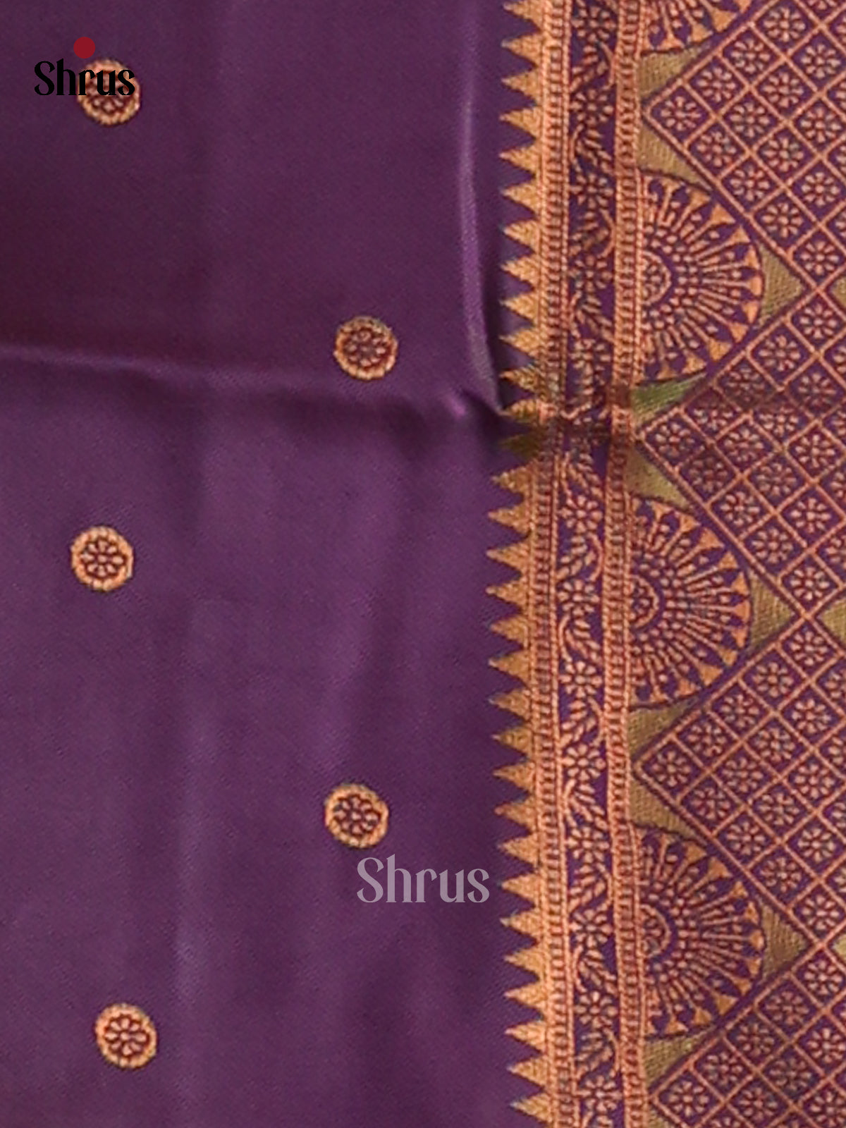 Green & Purple - Semi Softsilk Saree - Shop on Shrus.com