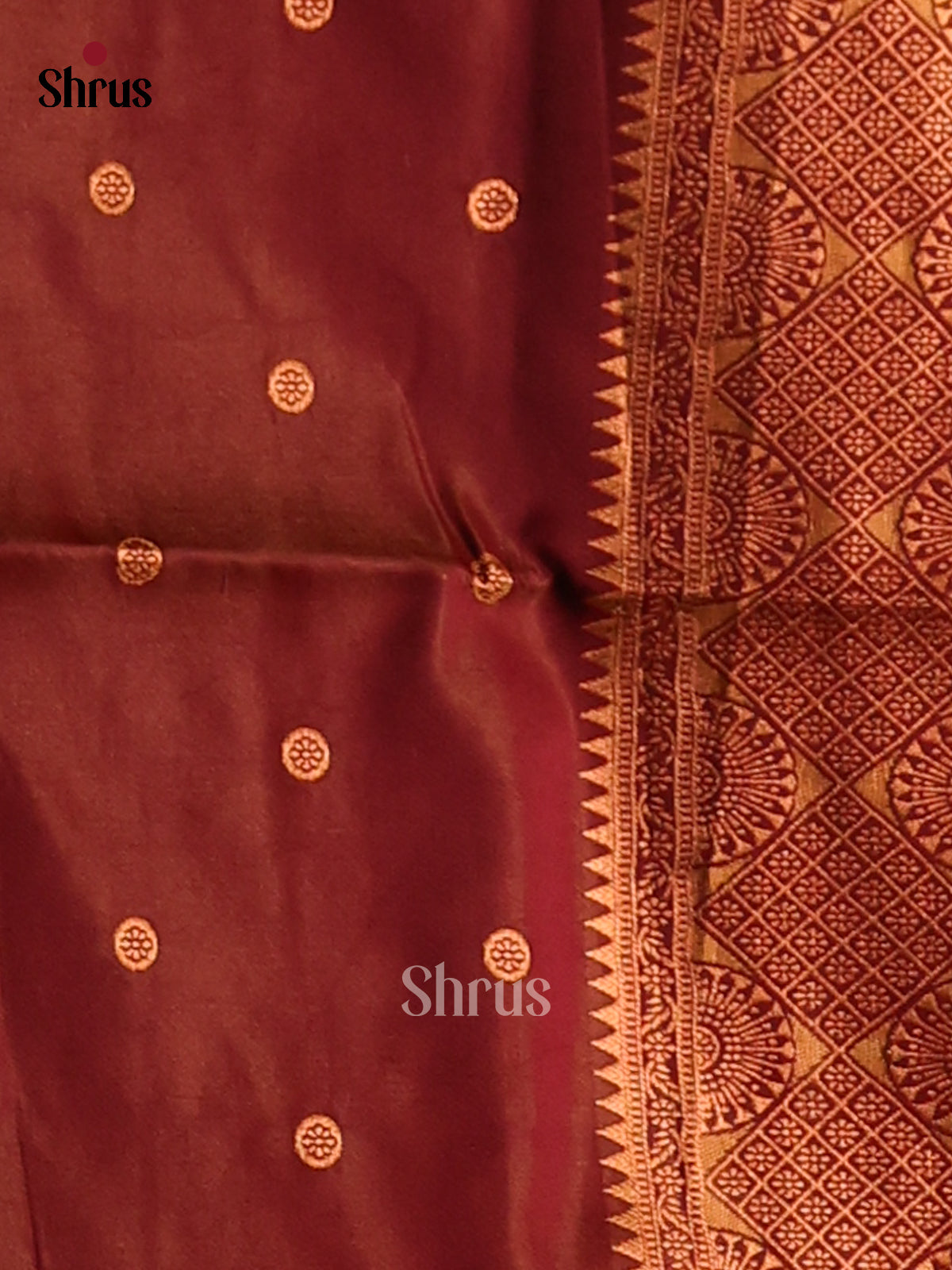 Orange & Maroon - Semi Softsilk Saree - Shop on Shrus.com