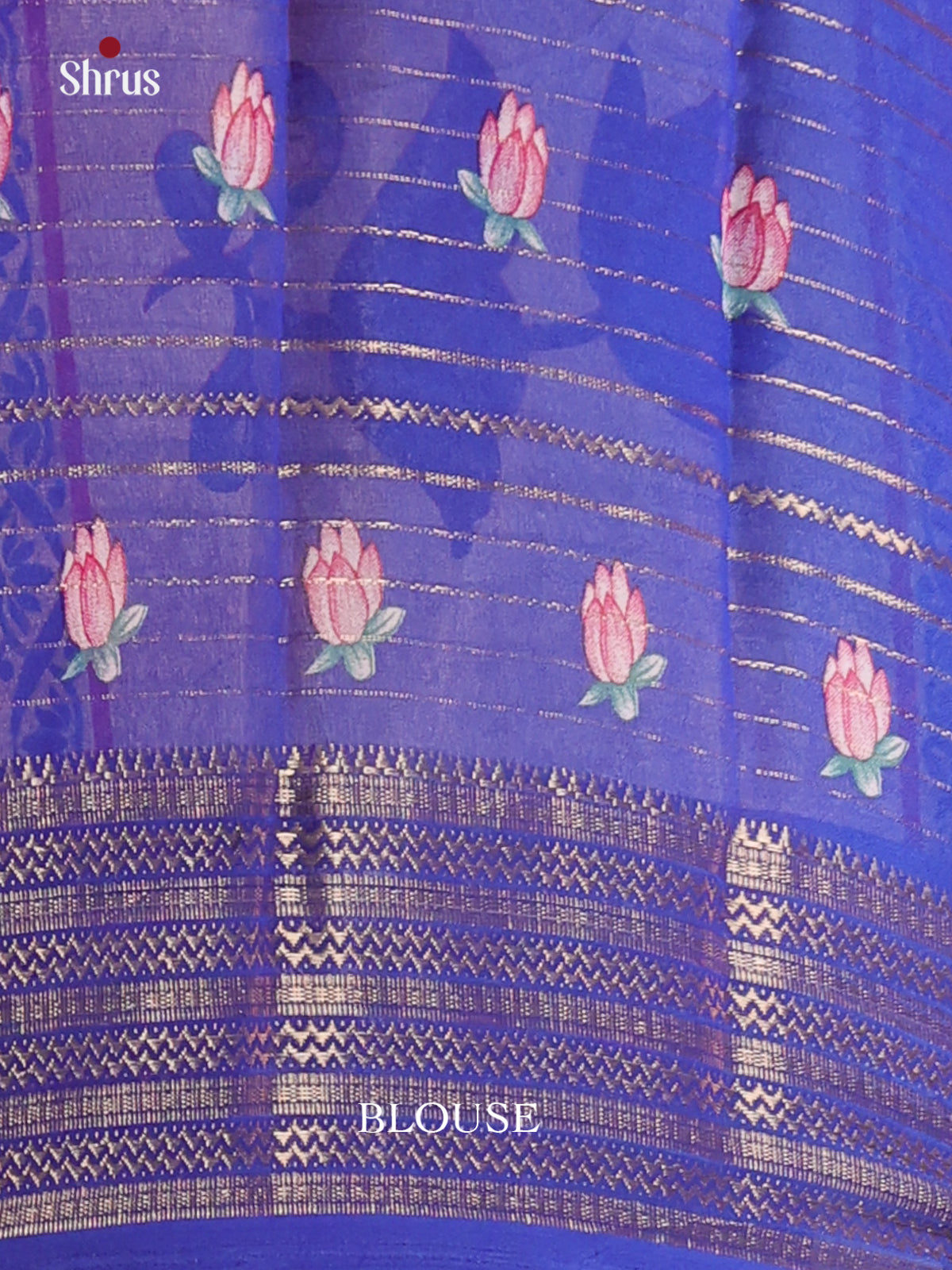 Blue & Cream - Semi Mysoresilk Saree - Shop on Shrus.com