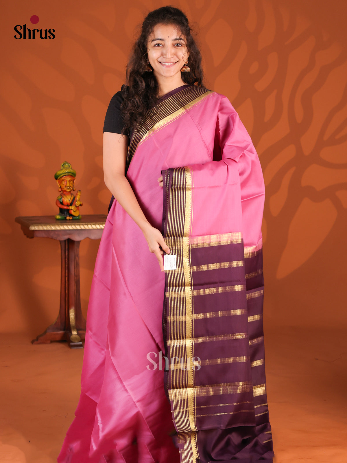 Pink & Purple - Mysore Silk Saree - Shop on Shrus.com
