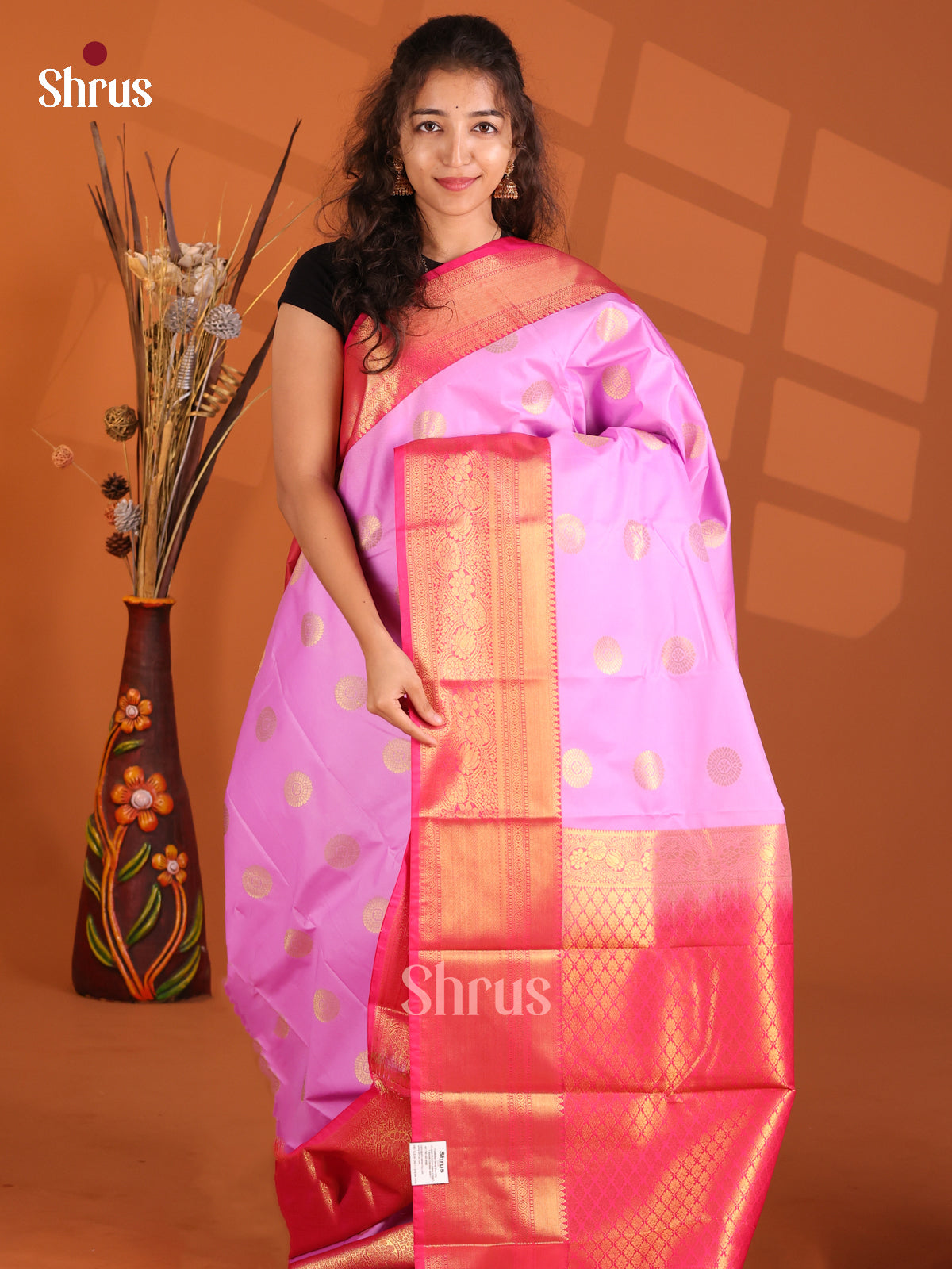 Purple & Pink - Korvai Semi Kanchipuram Saree - Shop on Shrus.com