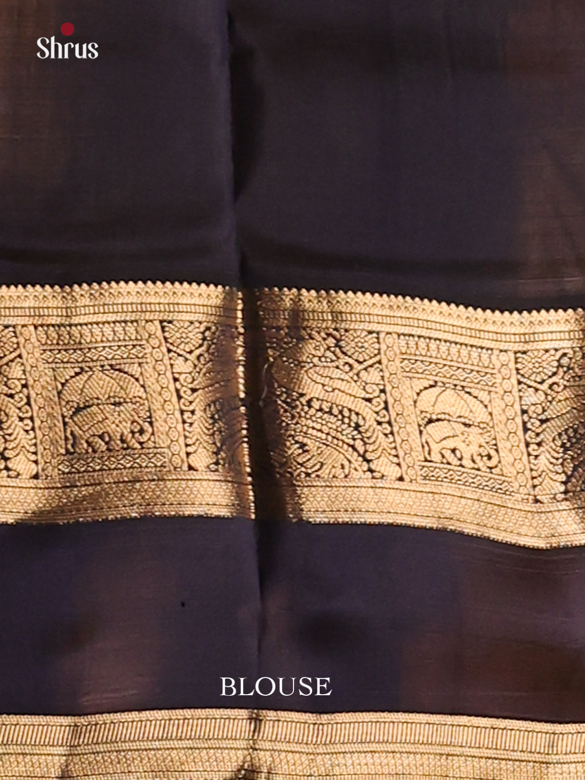 Yellow & Navy Blue- Kanchipuram-halfpure Saree - Shop on Shrus.com