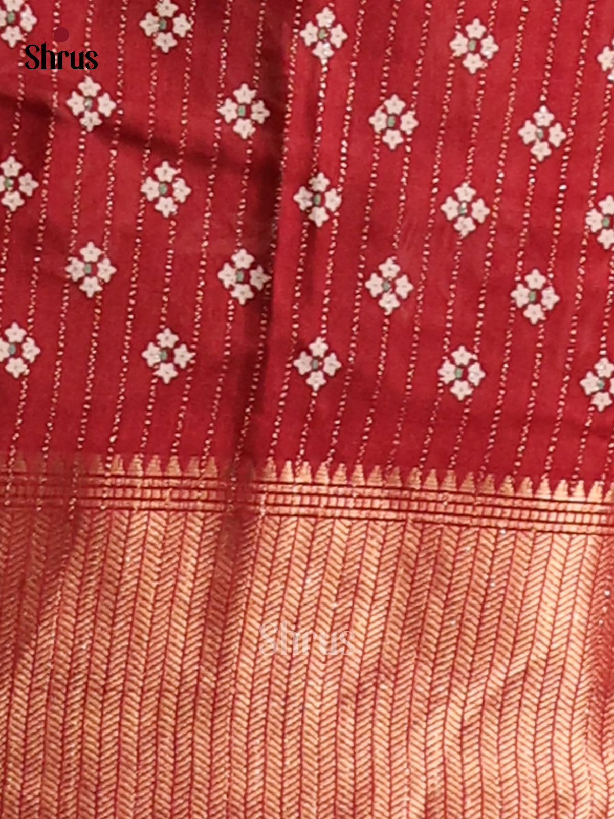 Red - Semi Crepe Saree - Shop on Shrus.com