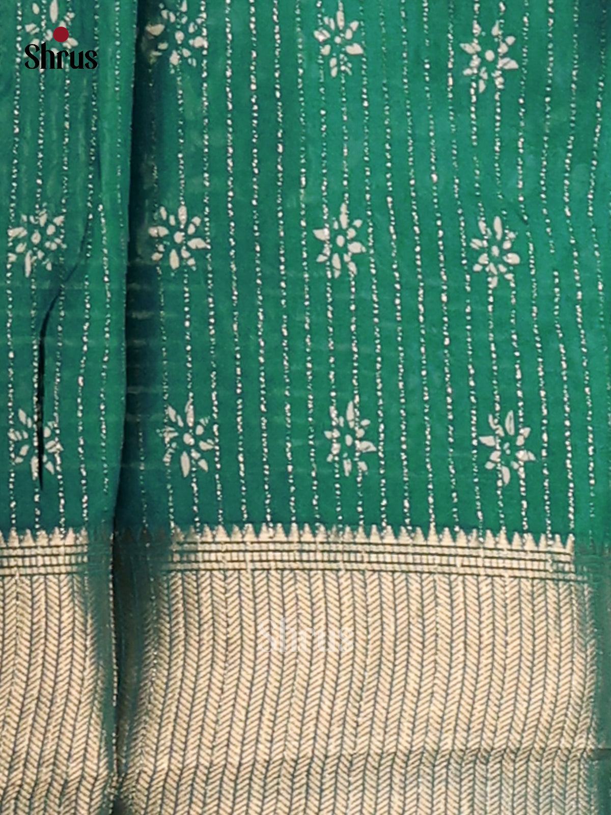 Green - Semi Crepe Saree - Shop on Shrus.com
