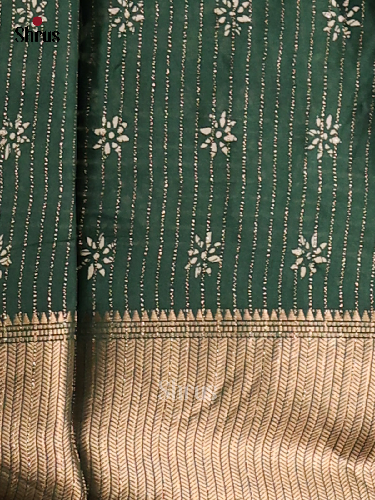Green - Semi Crepe Saree - Shop on Shrus.com