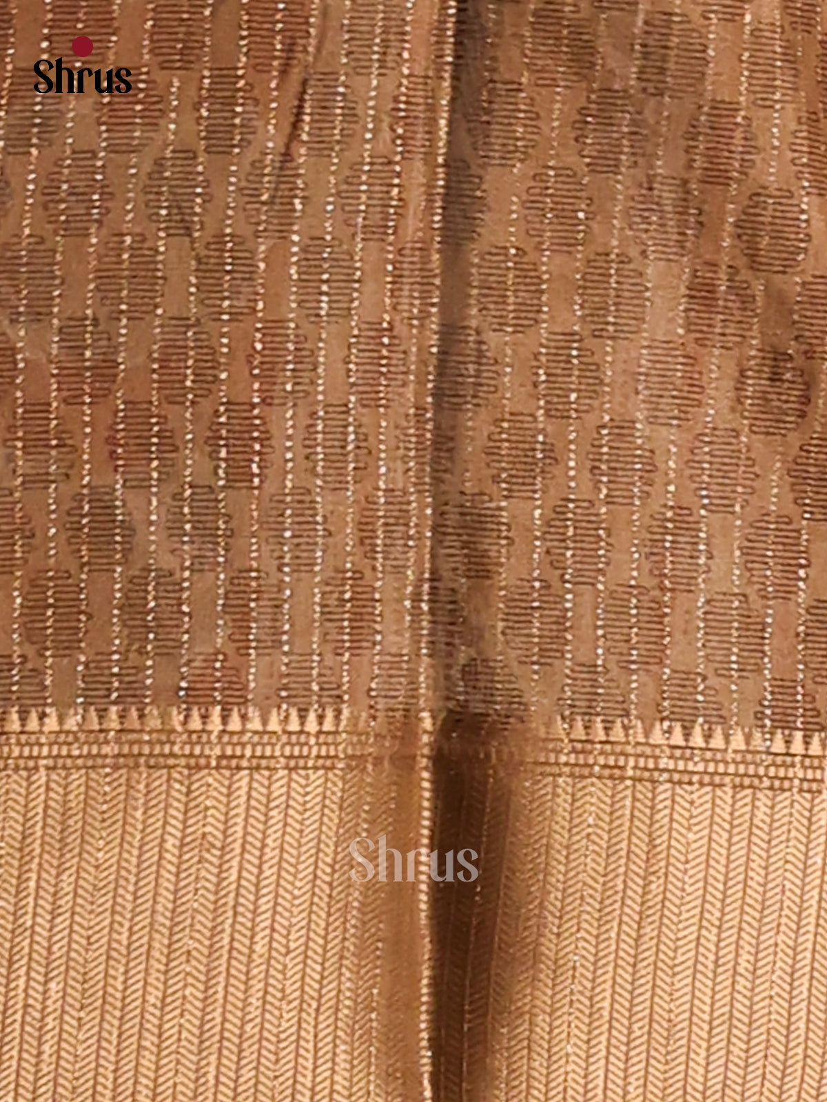 Cream & Beige - Semi Crepe Saree