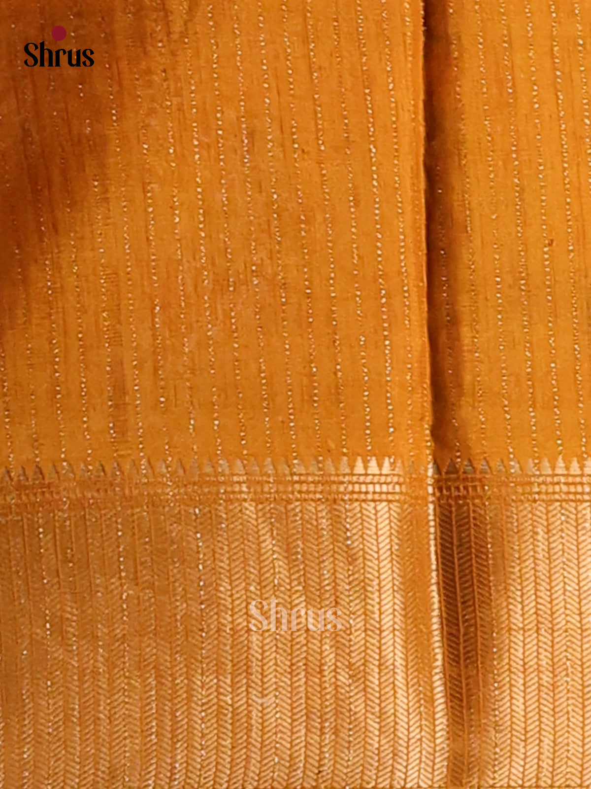 Cream & Mustard - Semi Crepe Saree