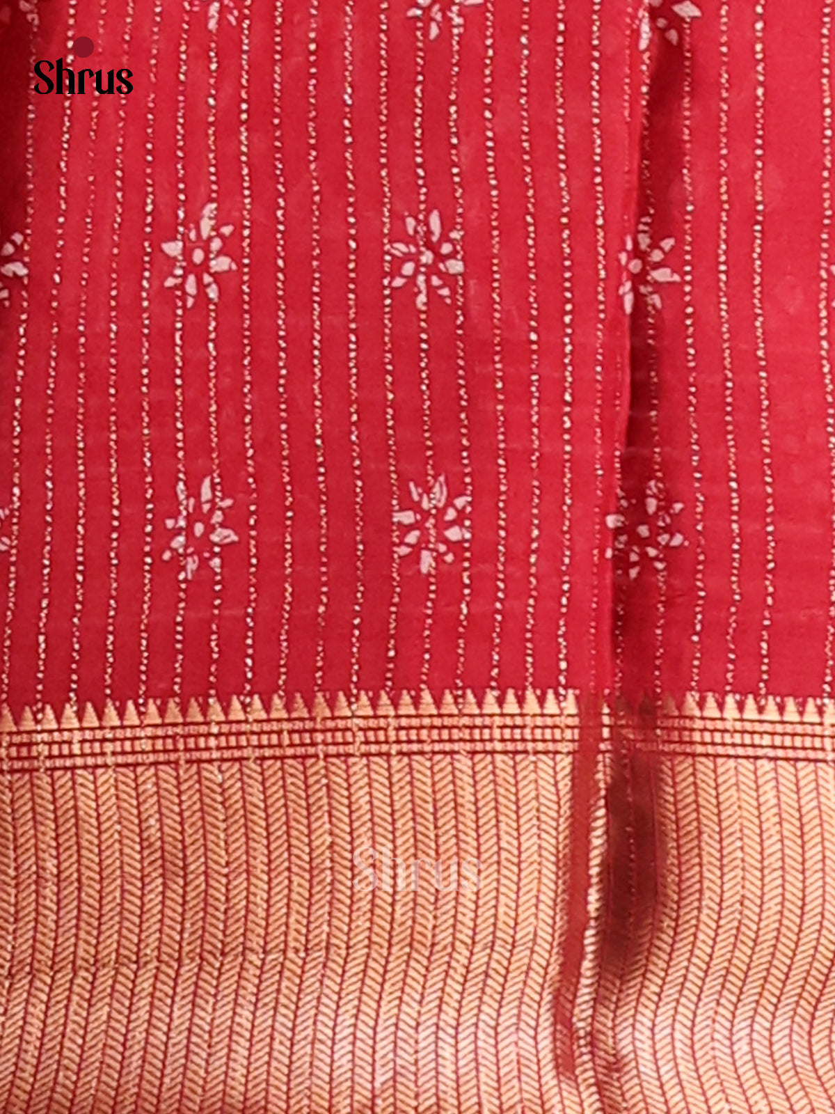 Red - Semi Crepe Saree - Shop on Shrus.com