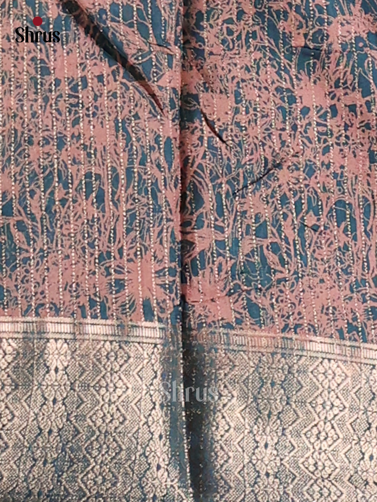 Blue & Pink - Semi Crepe Saree