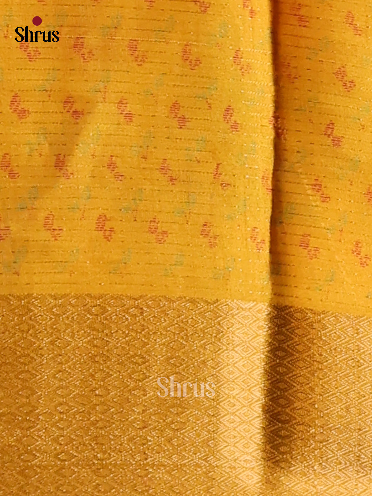 Yellow- Semi Crepe Saree - Shop on Shrus.com