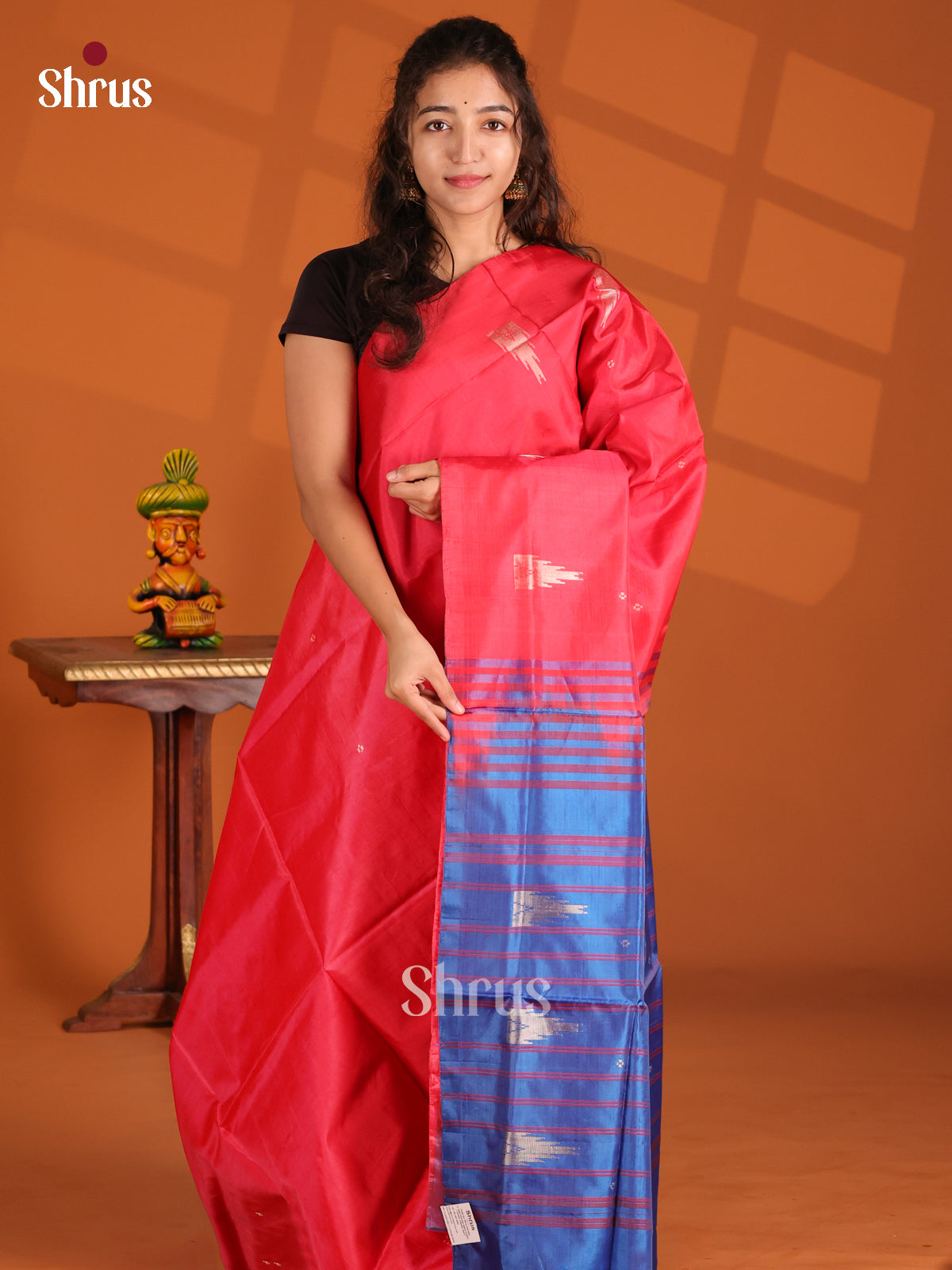 Pink & Blue- Banana Pith Saree - Shop on Shrus.com